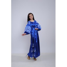Embroidered dress "Glossy Blue"